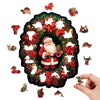 Father Christmas Wooden Puzzle Standing in the Middle of a Wreath - Unipuzzles