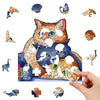 3 Stacked Cats Wood Jigsaw Puzzle