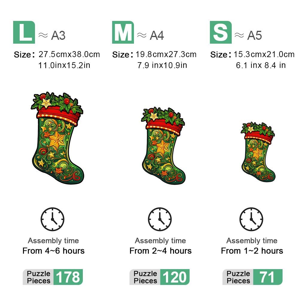 A Christmas Stocking Wooden Puzzle - Unipuzzles