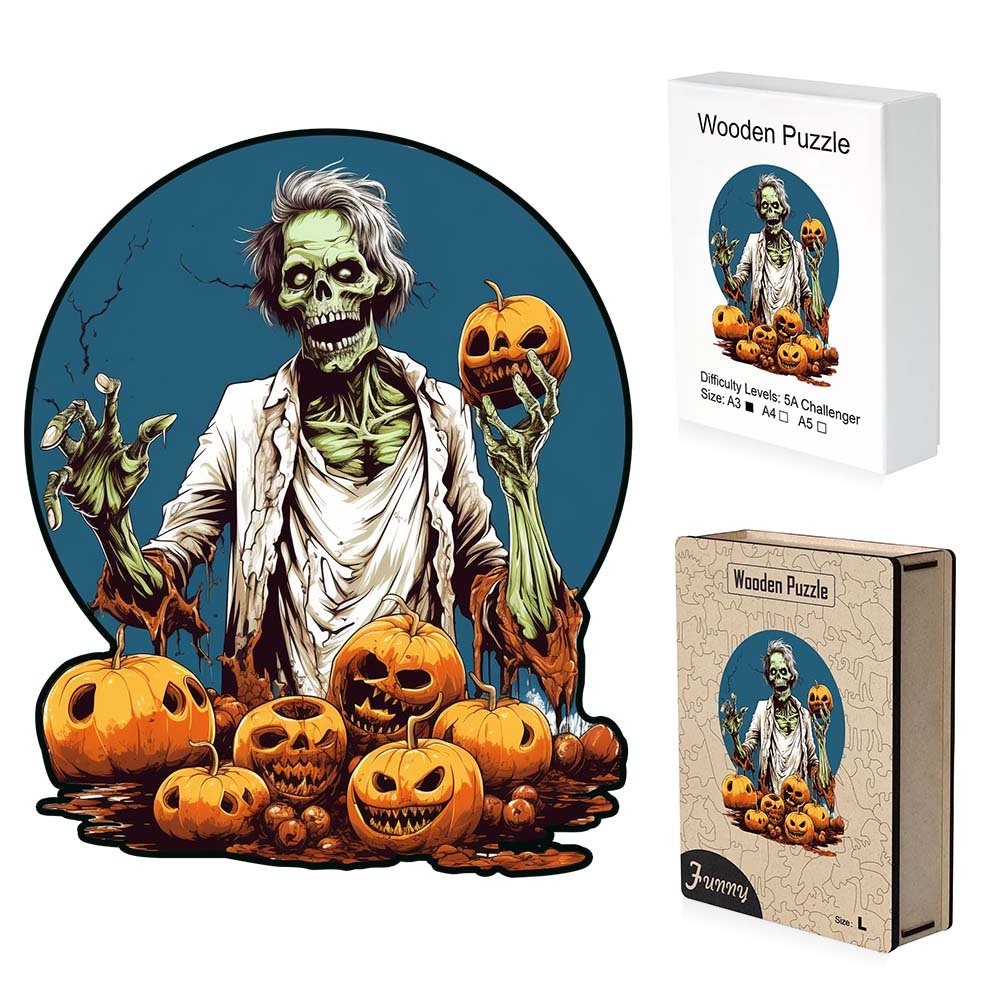 A skeleton man with a pumpkin in his hand - Unipuzzles