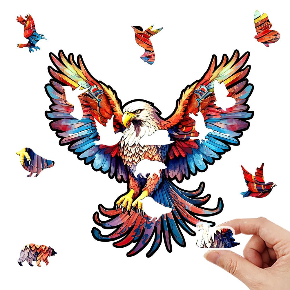 A wooden puzzle of the winged eagle - Unipuzzles