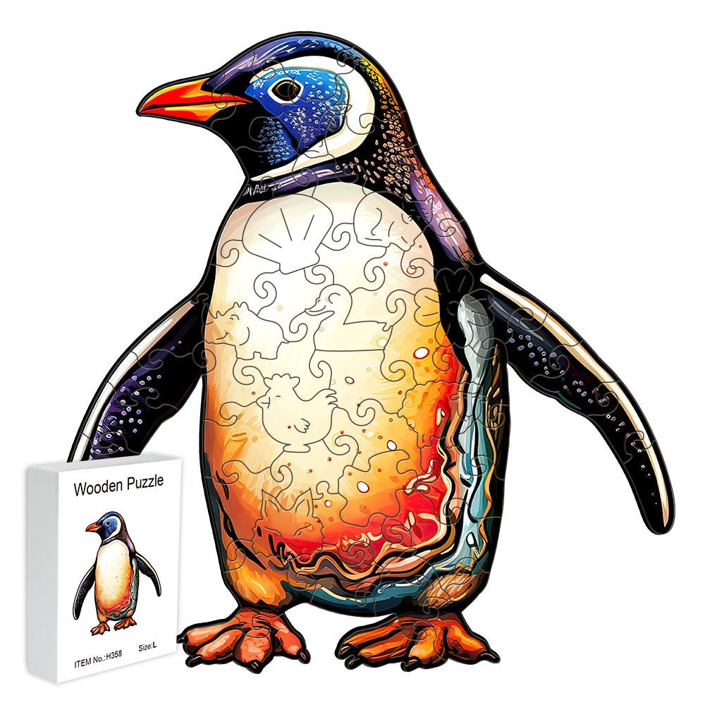 An original wooden puzzle of penguins living in Antarctica - Unipuzzles