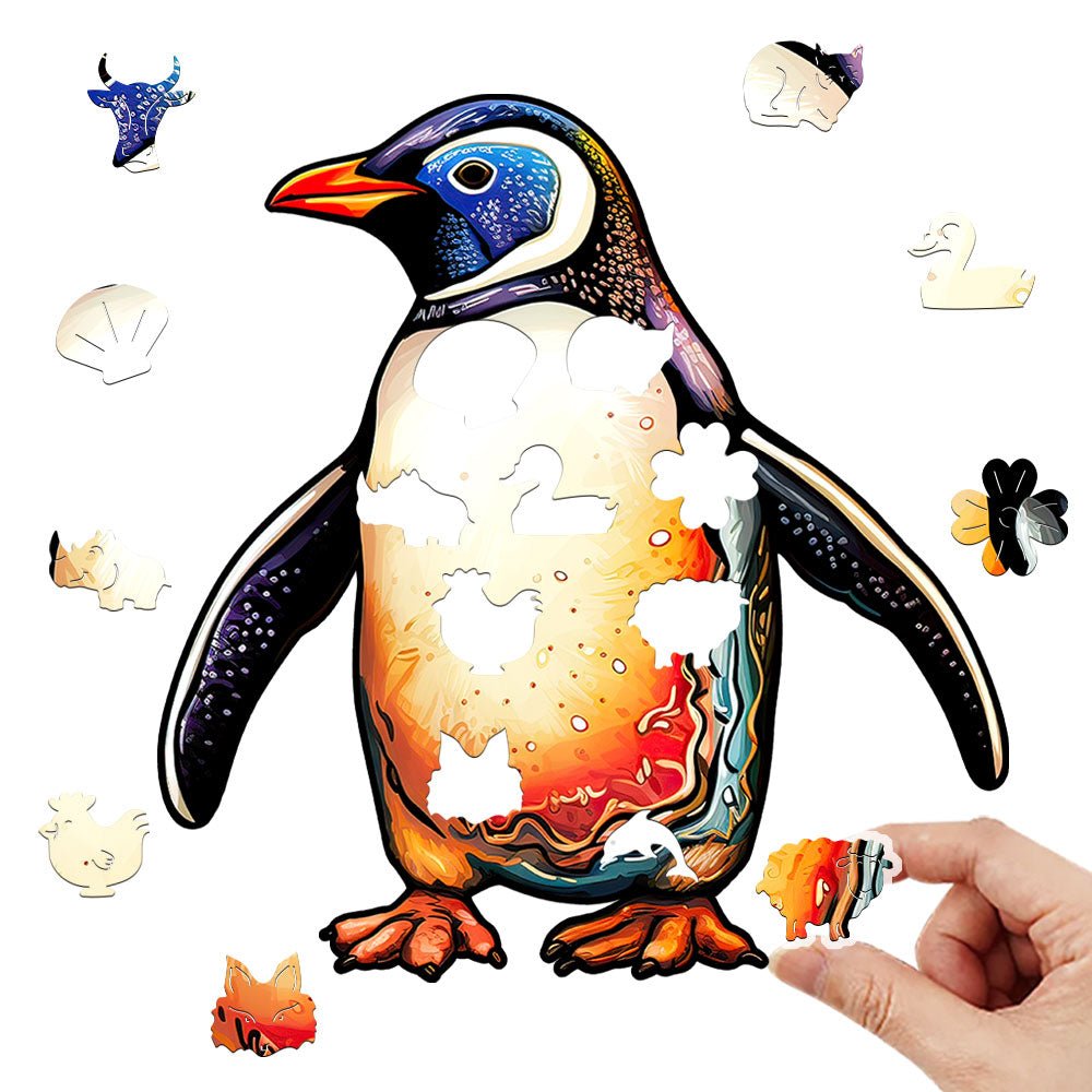 An original wooden puzzle of penguins living in Antarctica - Unipuzzles