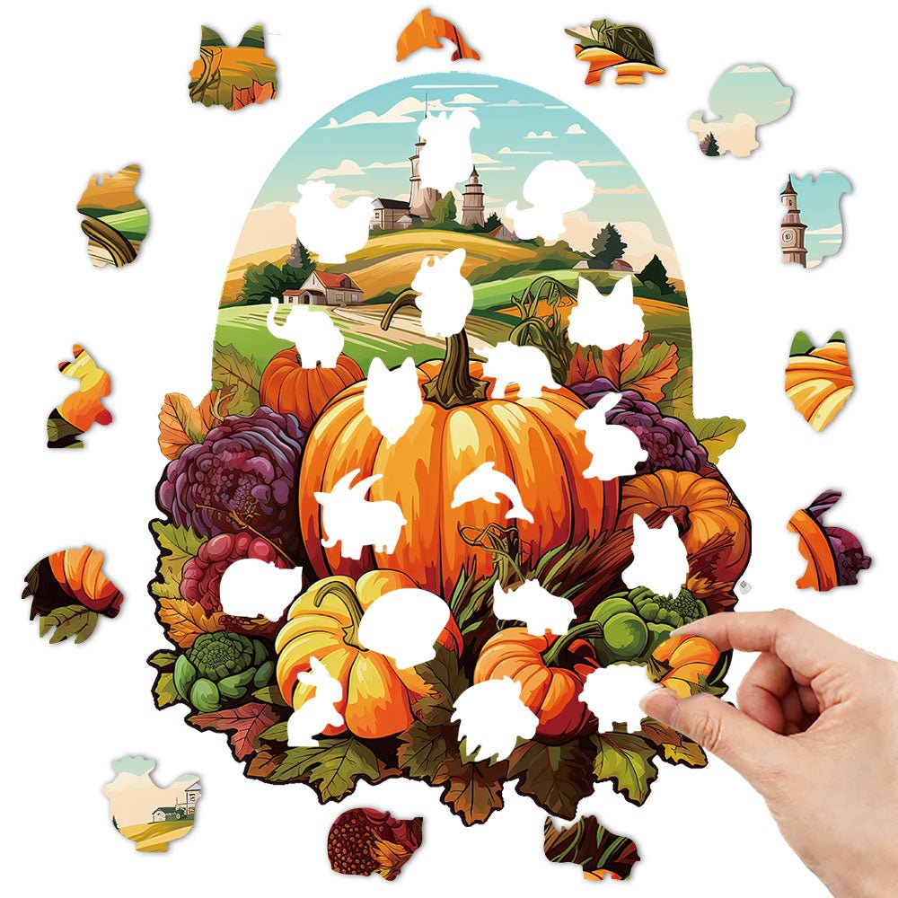 Autumn pumpkin harvest wooden puzzle - Unipuzzles
