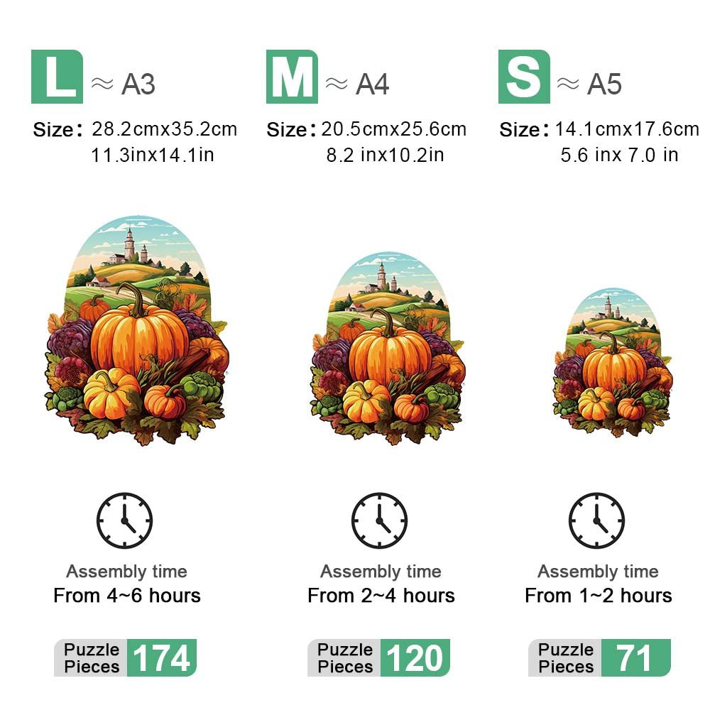 Autumn pumpkin harvest wooden puzzle - Unipuzzles