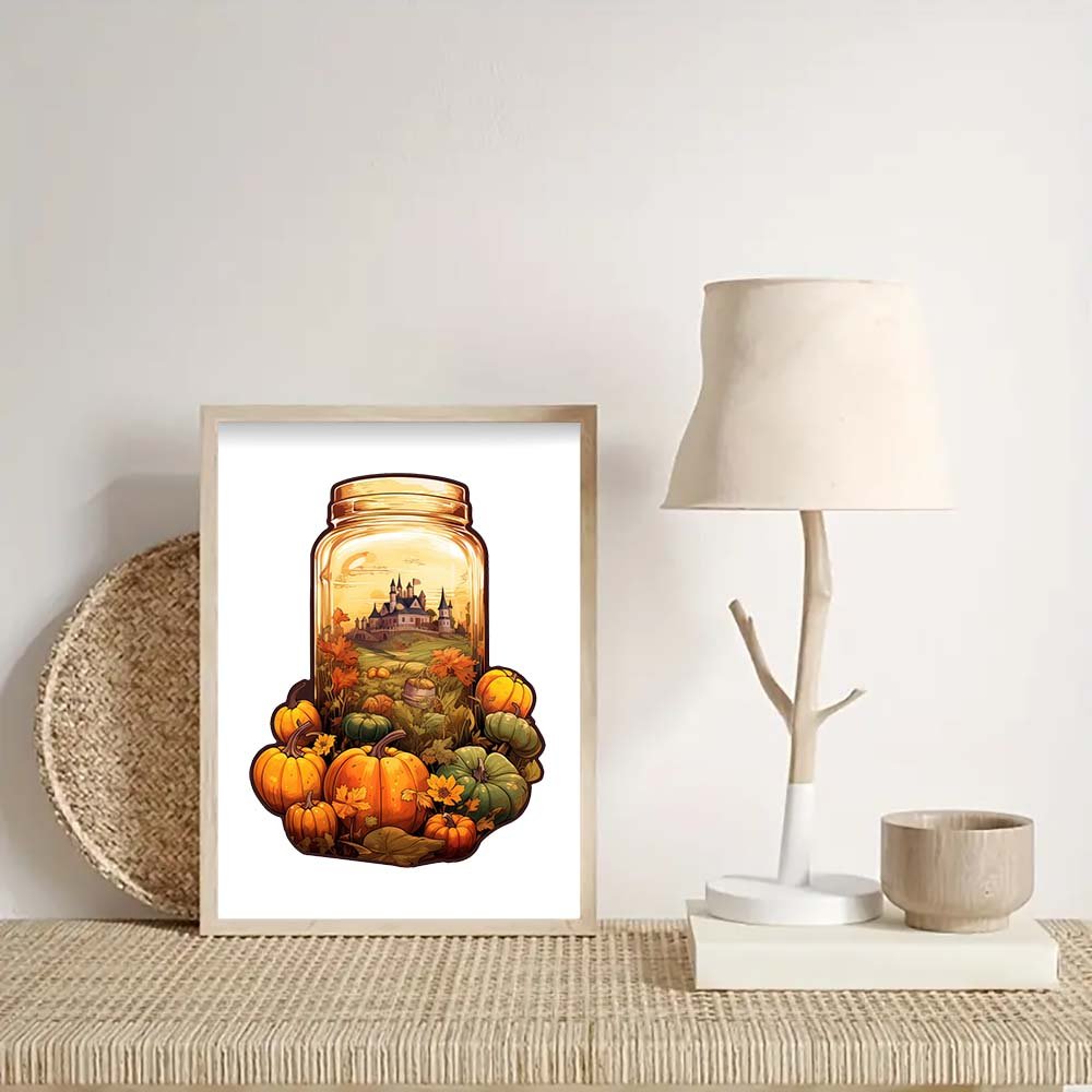 Beautiful autumn scenery glass jar wooden puzzle - Unipuzzles