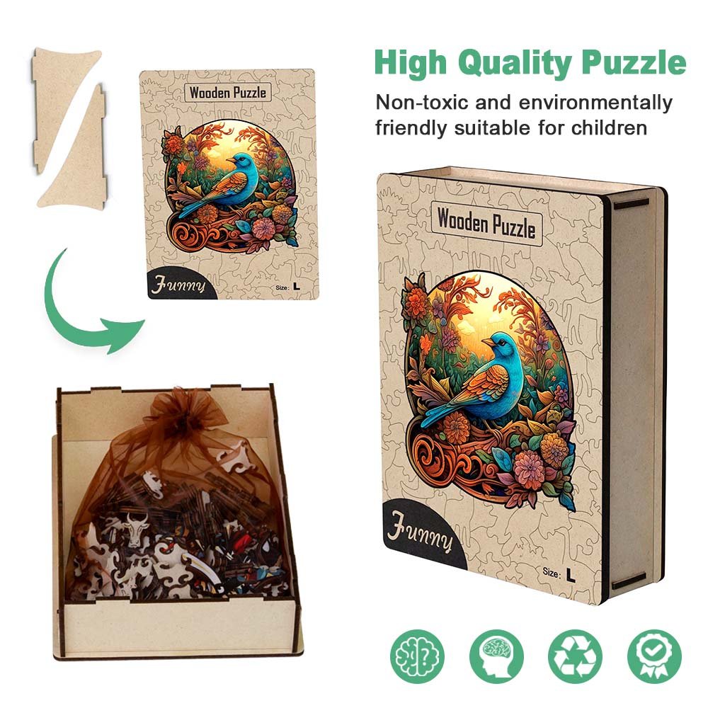 Bird And Bloom - Wooden Jigsaw Puzzle - Unipuzzles