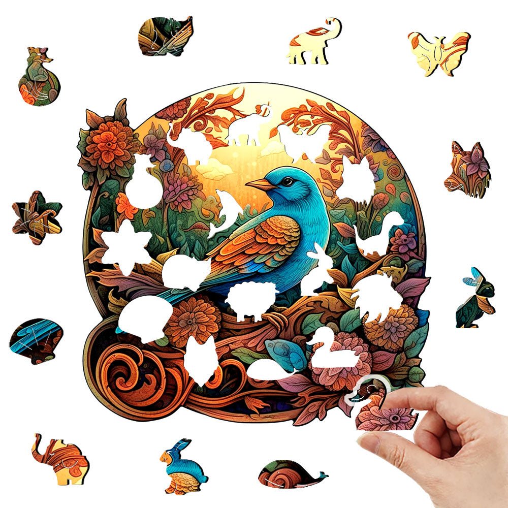 Bird And Bloom - Wooden Jigsaw Puzzle - Unipuzzles