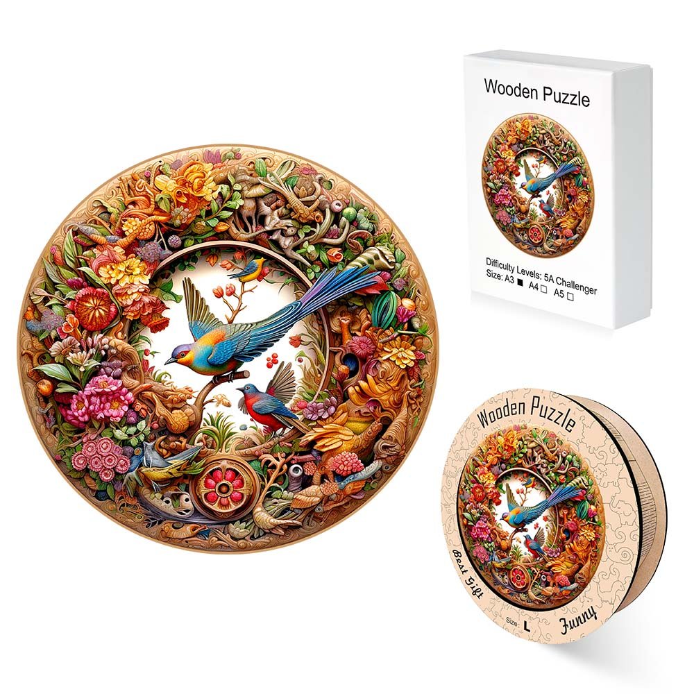 Bird and Bloom - Wooden Jigsaw Puzzle - Unipuzzles