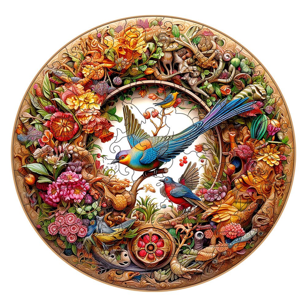 Bird and Bloom - Wooden Jigsaw Puzzle - Unipuzzles