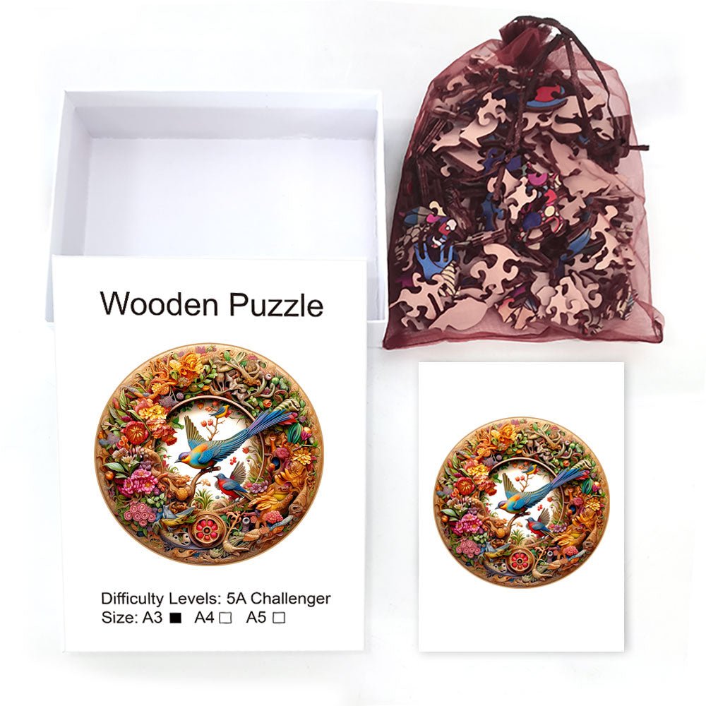 Bird and Bloom - Wooden Jigsaw Puzzle - Unipuzzles