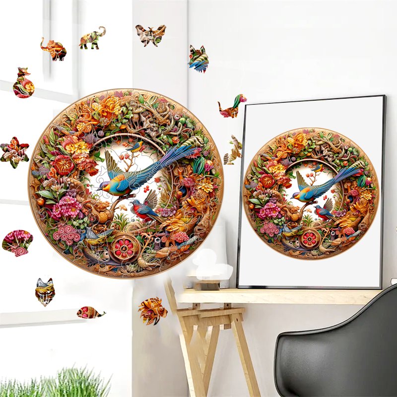 Bird and Bloom - Wooden Jigsaw Puzzle - Unipuzzles