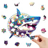 Blue and Purple Shark Wooden Puzzle Original Animal Figure - Unipuzzles