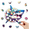 Charger l&#39;image dans la visionneuse de la galerie, Blue and Purple Shark Wooden Puzzle Original Animal Figure - Unipuzzles
