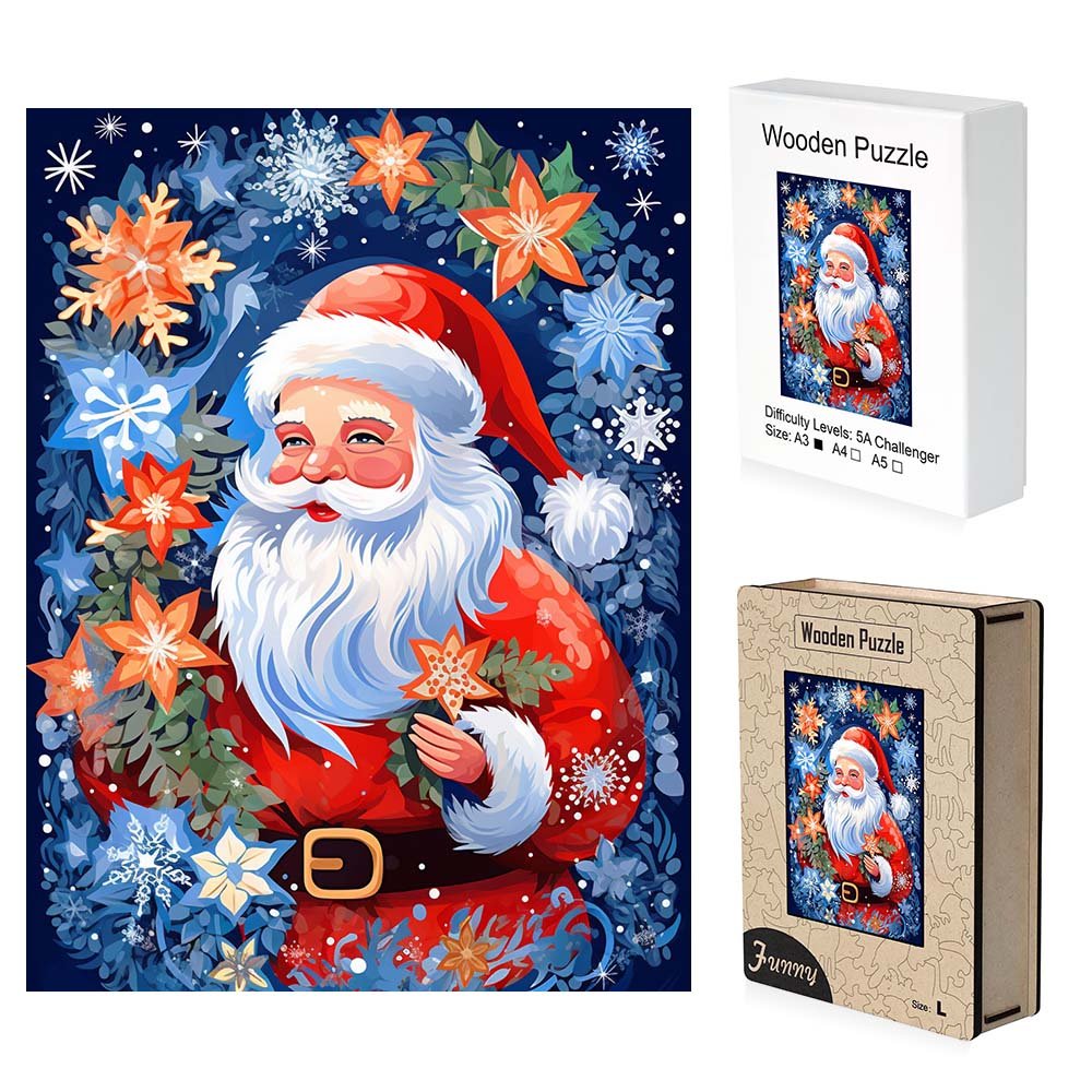 Blue Christmas Wooden Original Jigsaw Puzzle - Unipuzzles