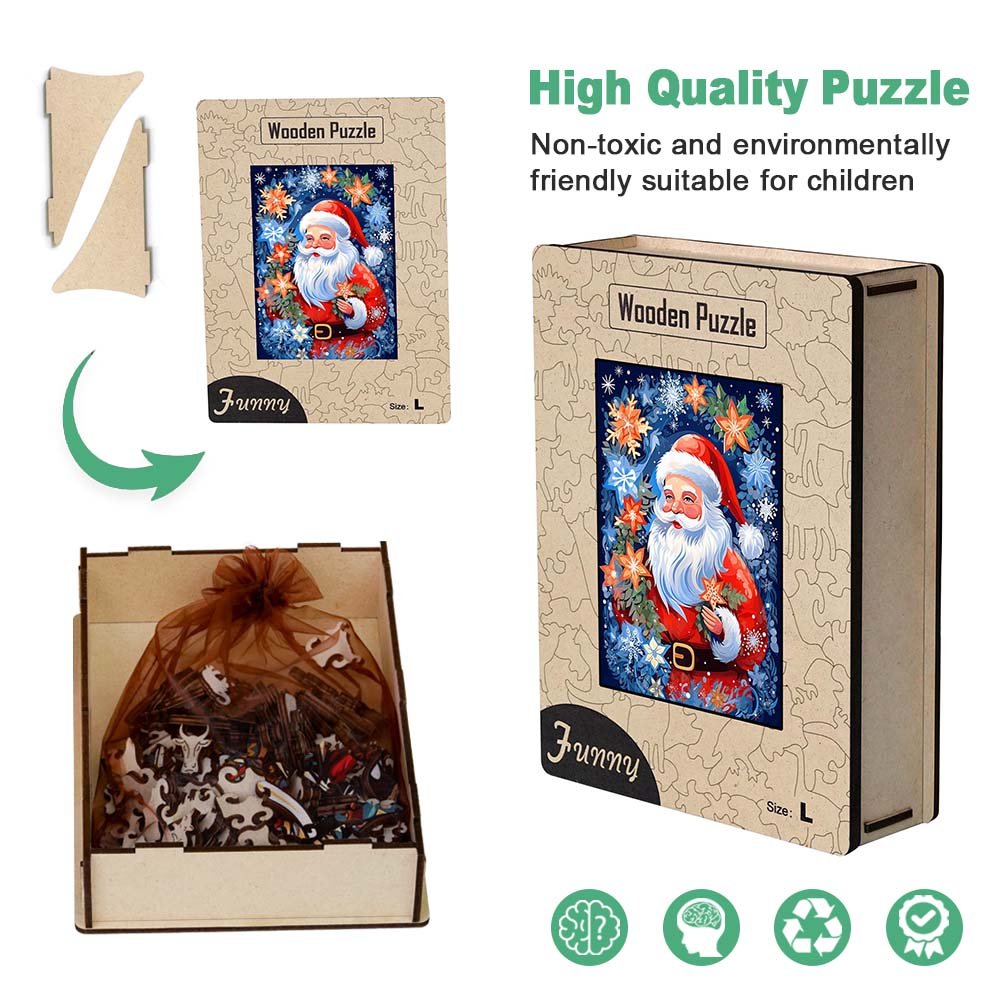 Blue Christmas Wooden Original Jigsaw Puzzle - Unipuzzles