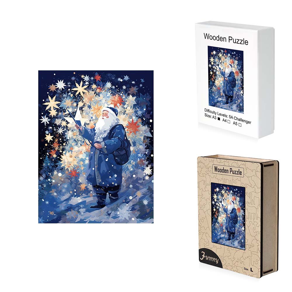 Blue Magic Father Christmas Wooden Puzzle - Unipuzzles