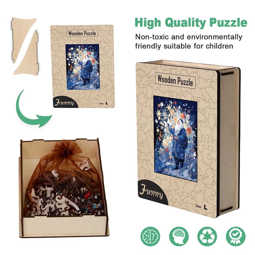 Blue Magic Father Christmas Wooden Puzzle - Unipuzzles