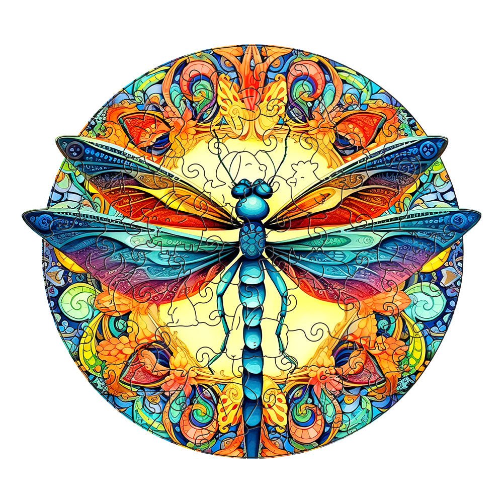 Blue specimen dragonfly wooden puzzle - Unipuzzles