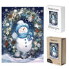 Blue Vintage Christmas Snowman Wooden Original Jigsaw Puzzle - Unipuzzles