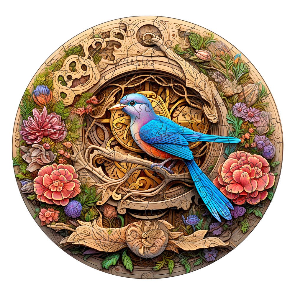 Blue Winged Bird Wooden Original Puzzle - Unipuzzles