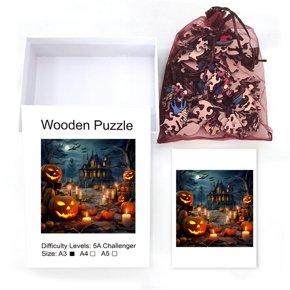 Castle and pumpkin monsters on Halloween night - Unipuzzles