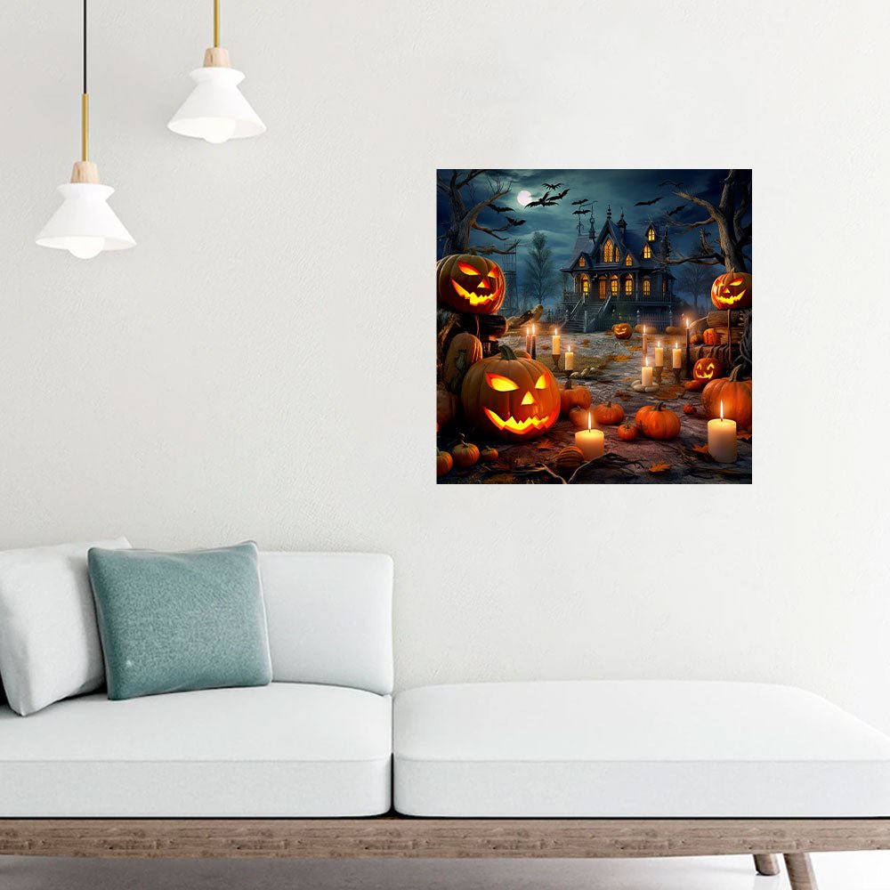 Castle and pumpkin monsters on Halloween night - Unipuzzles