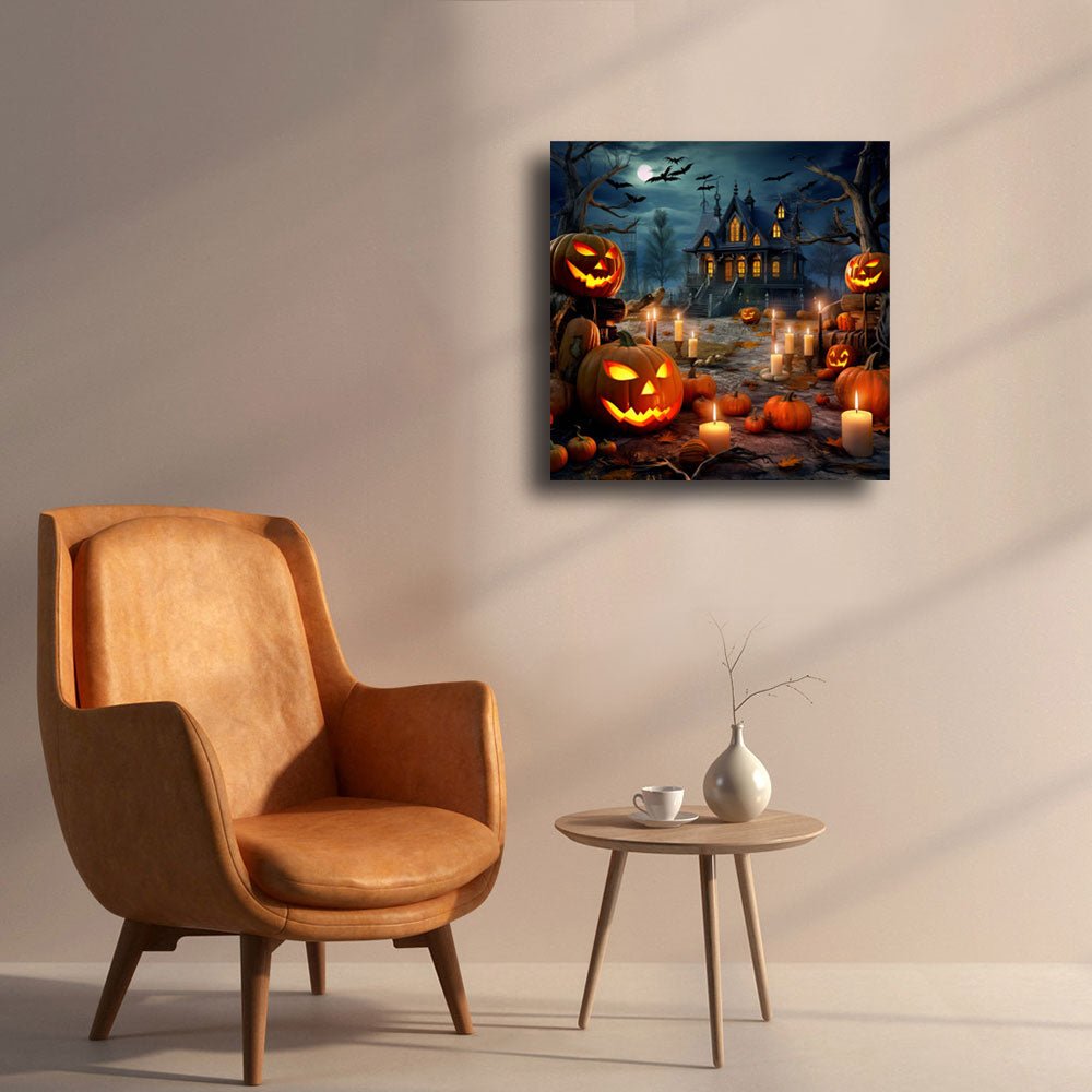 Castle and pumpkin monsters on Halloween night - Unipuzzles