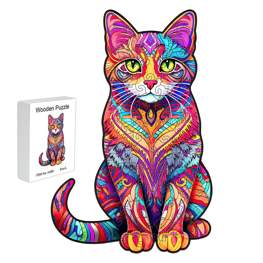 Cat irregular animal original wooden puzzle - Unipuzzles