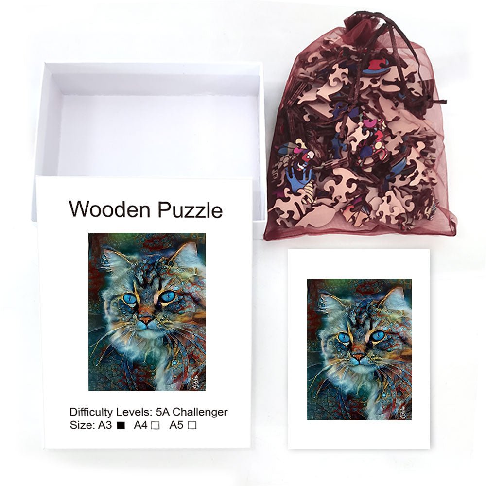 Cat Wooden Jigsaw Puzzle - Unipuzzles