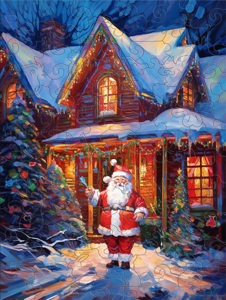Celebrate the festive season with a wooden original jigsaw puzzle of Father Christmas! - Unipuzzles
