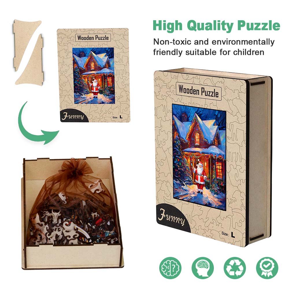 Celebrate the festive season with a wooden original jigsaw puzzle of Father Christmas! - Unipuzzles