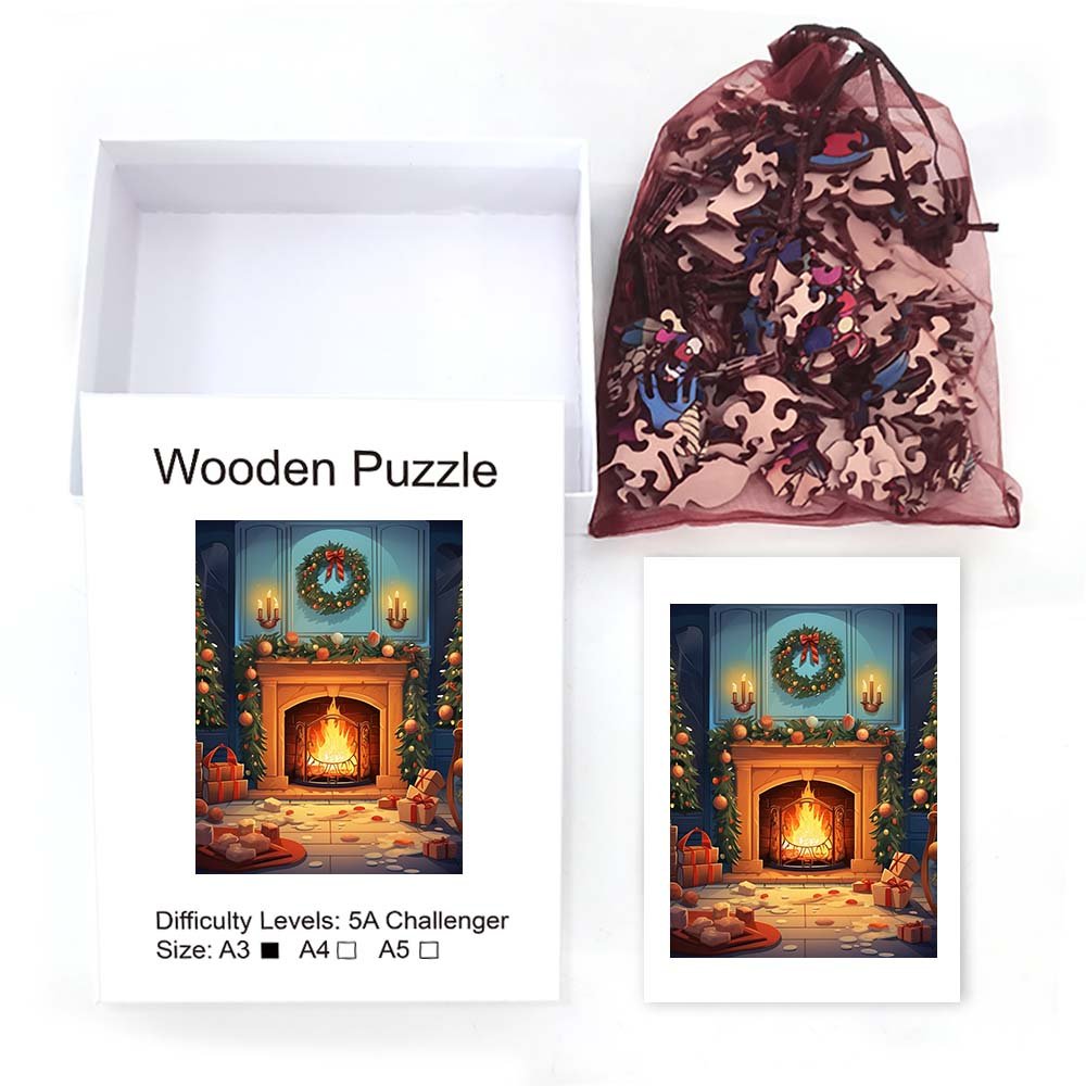 Christmas Fireplace Wooden Original Puzzle - Unipuzzles