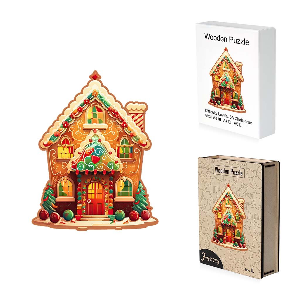 Christmas gingerbread house wooden puzzle - Unipuzzles