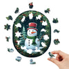 Laden Sie das Bild in den Galerie-Viewer, Christmas Green Scarf Snowman Wooden Puzzle - Unipuzzles