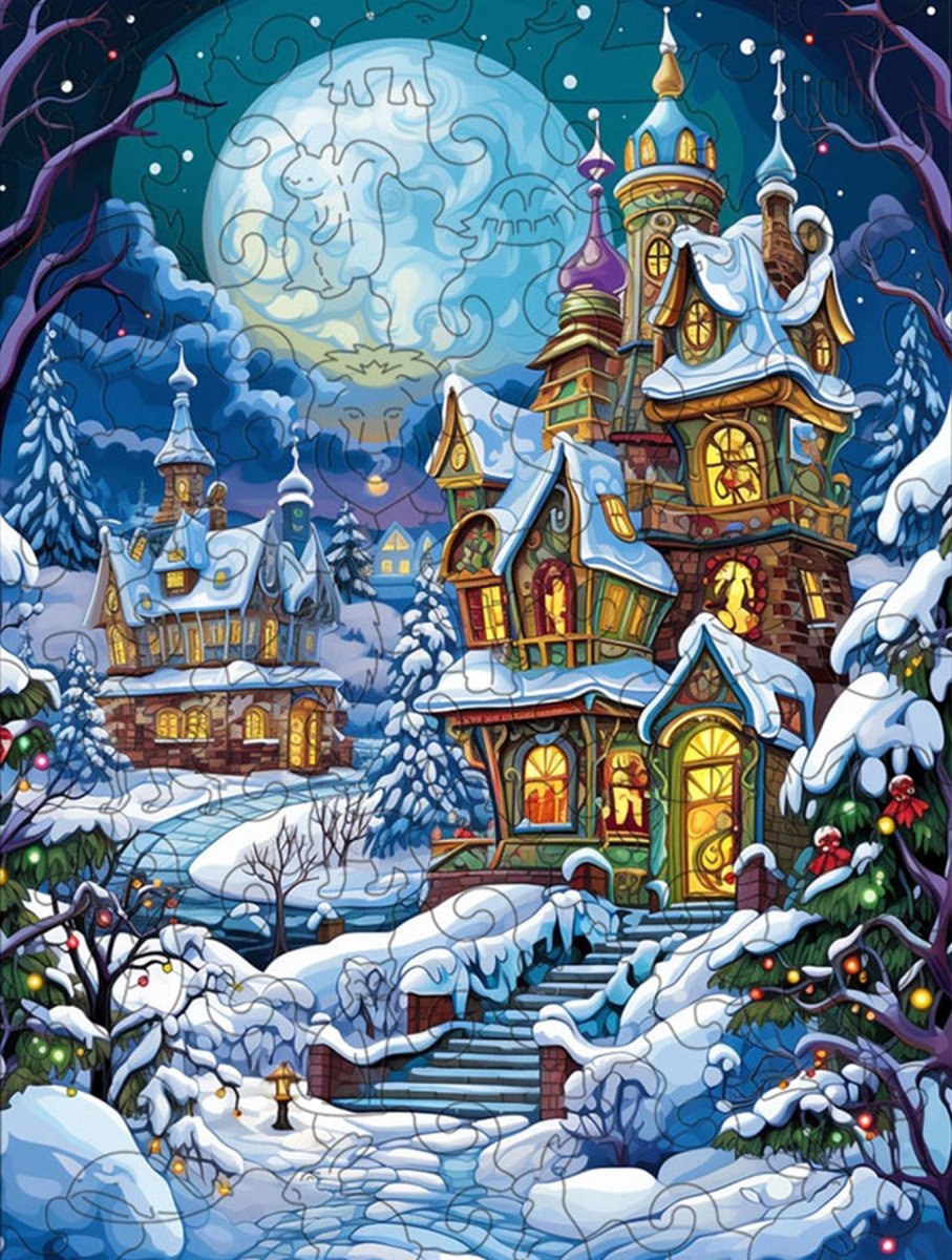 Christmas Snow Scene Wooden Original Jigsaw Puzzle - Unipuzzles