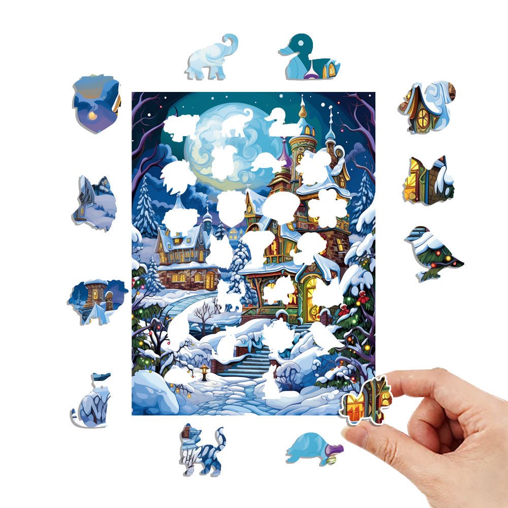 Christmas Snow Scene Wooden Original Jigsaw Puzzle - Unipuzzles