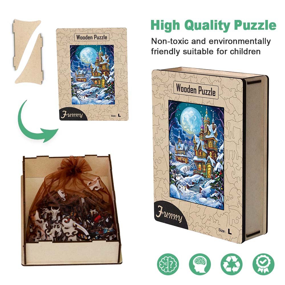 Christmas Snow Scene Wooden Original Jigsaw Puzzle - Unipuzzles
