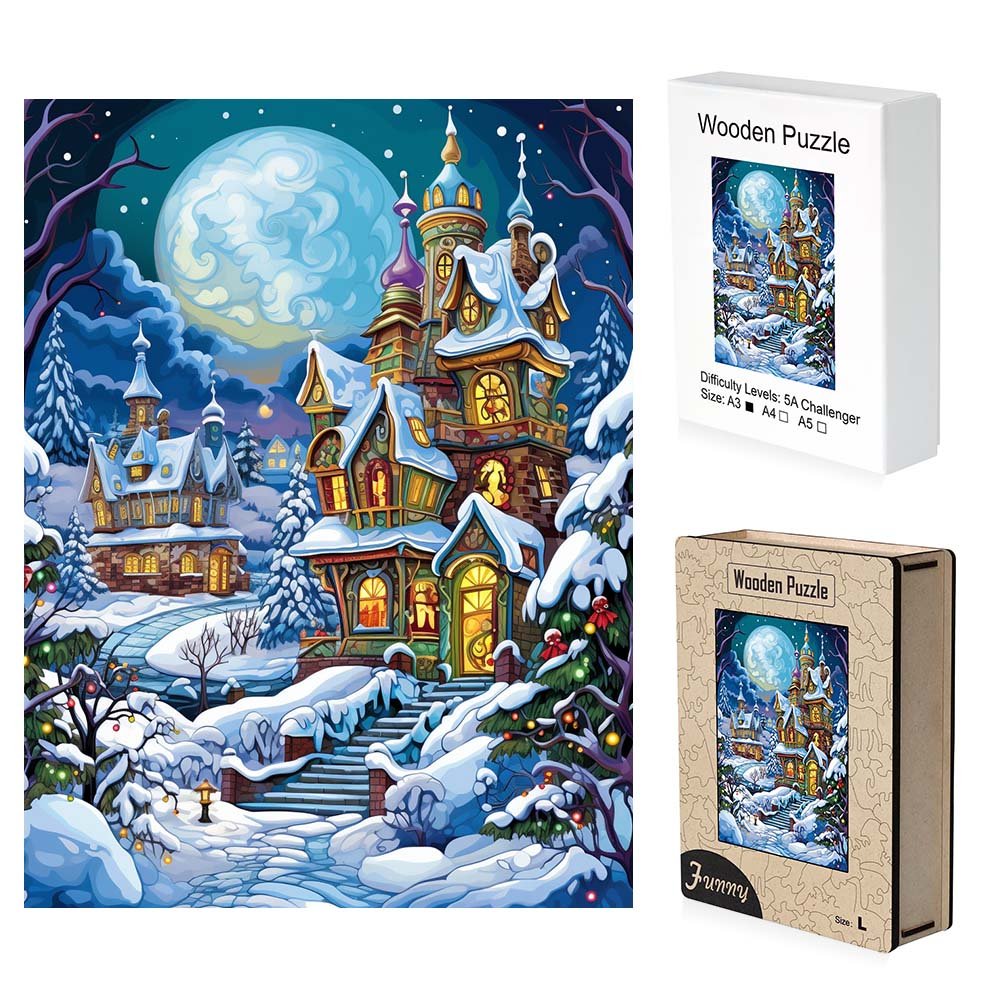Christmas Snow Scene Wooden Original Jigsaw Puzzle - Unipuzzles