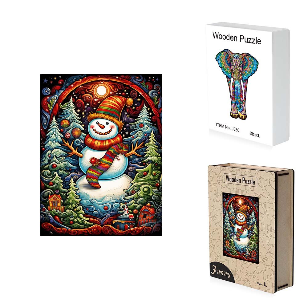 Christmas Snowman with Hat Wooden Puzzle - Unipuzzles