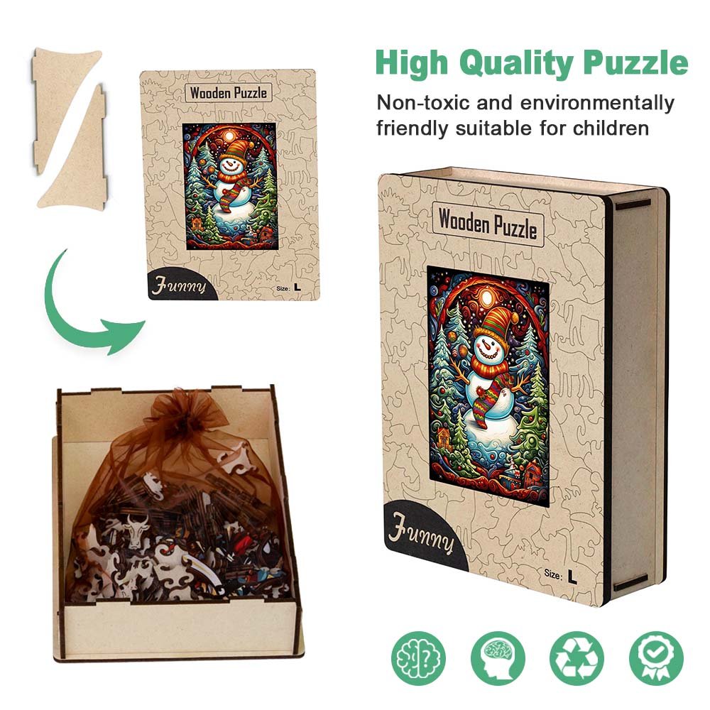 Christmas Snowman with Hat Wooden Puzzle - Unipuzzles