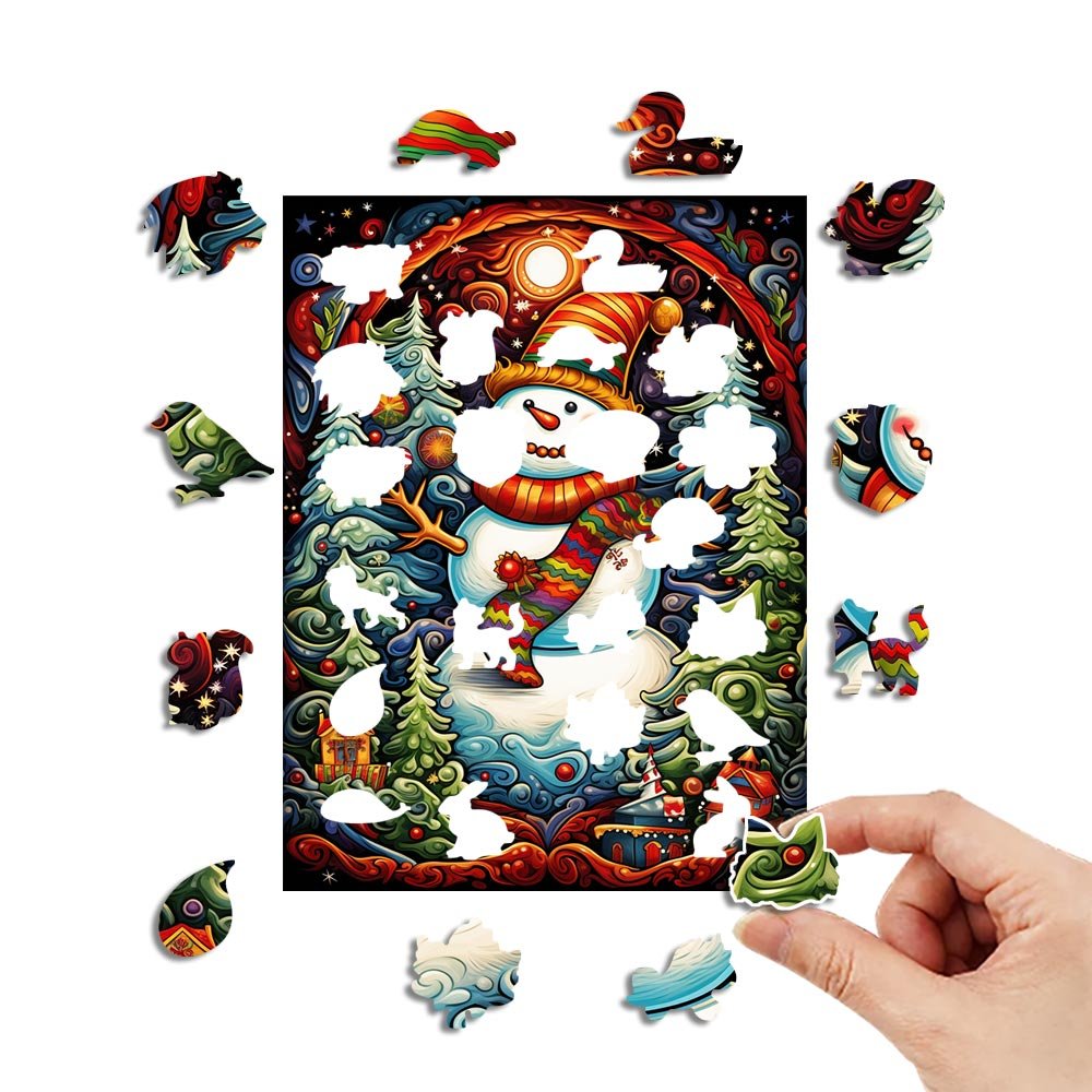 Christmas Snowman with Hat Wooden Puzzle - Unipuzzles