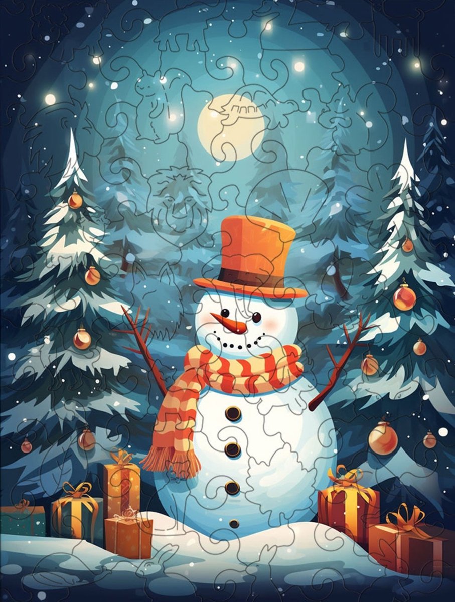 Christmas snowman Wooden Jigsaw Puzzle - Unipuzzles