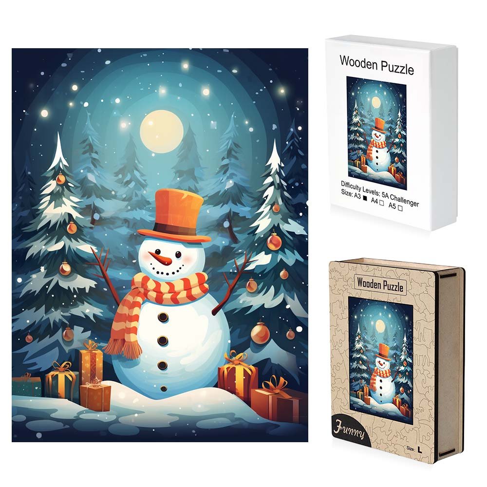 Christmas snowman Wooden Jigsaw Puzzle - Unipuzzles