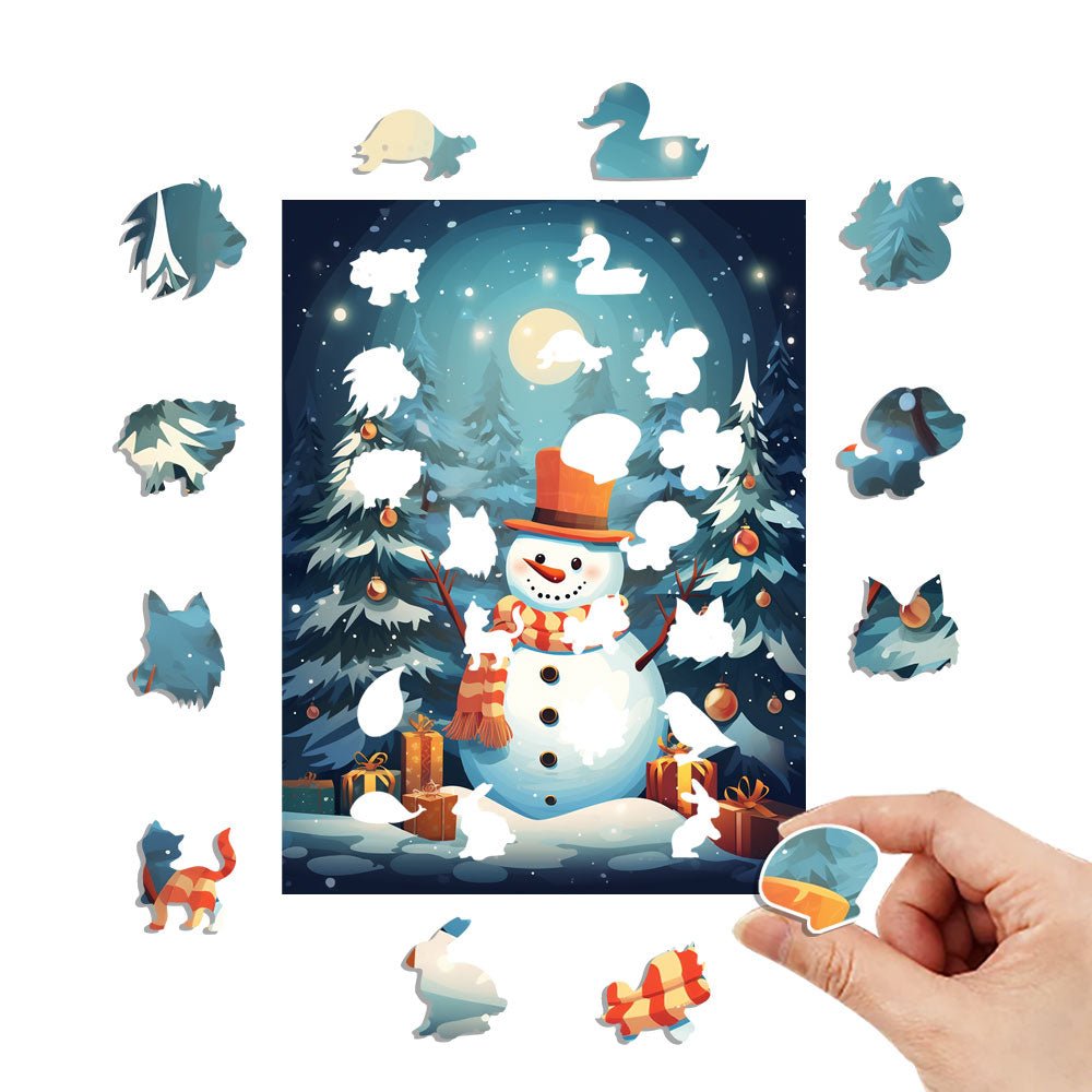 Christmas snowman Wooden Jigsaw Puzzle - Unipuzzles