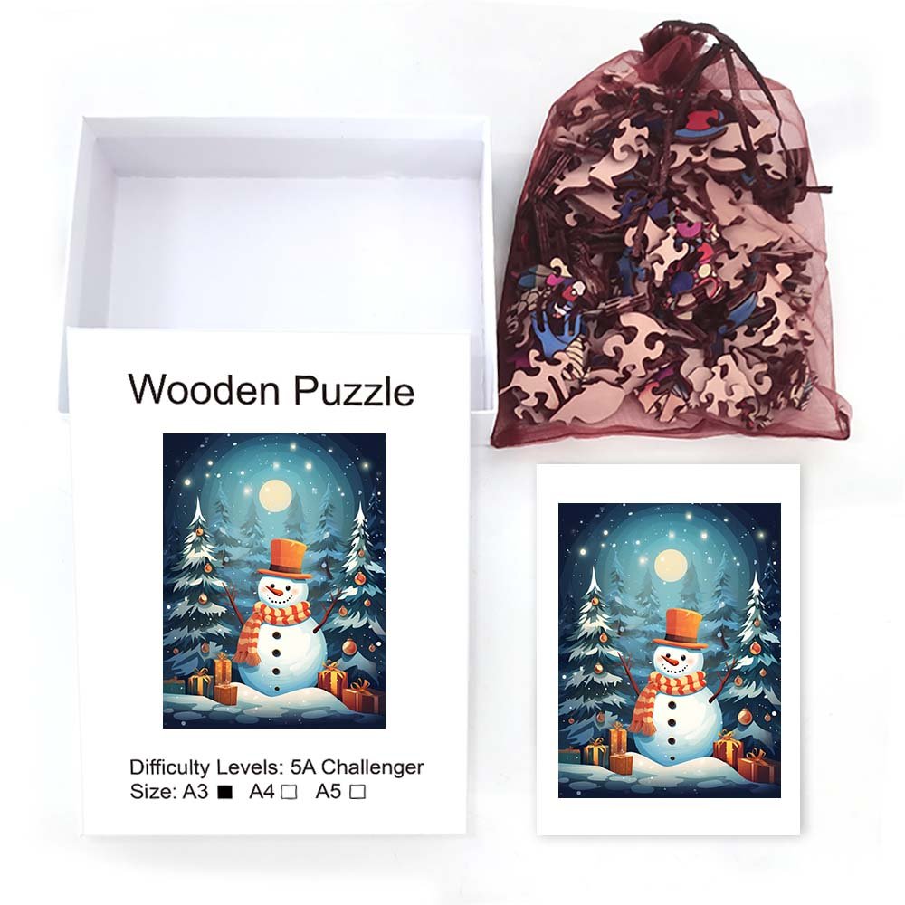 Christmas snowman Wooden Jigsaw Puzzle - Unipuzzles