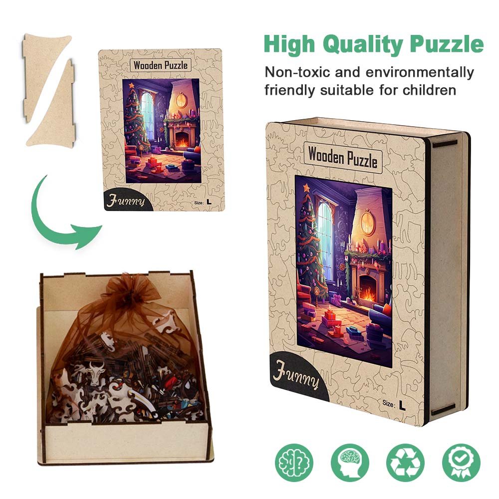 Christmas Tree by the Window Wooden Original Jigsaw Puzzle - Unipuzzles