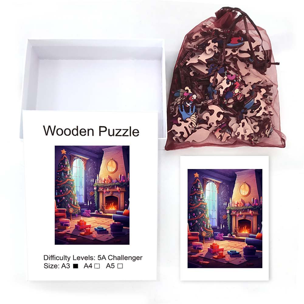 Christmas Tree by the Window Wooden Original Jigsaw Puzzle - Unipuzzles