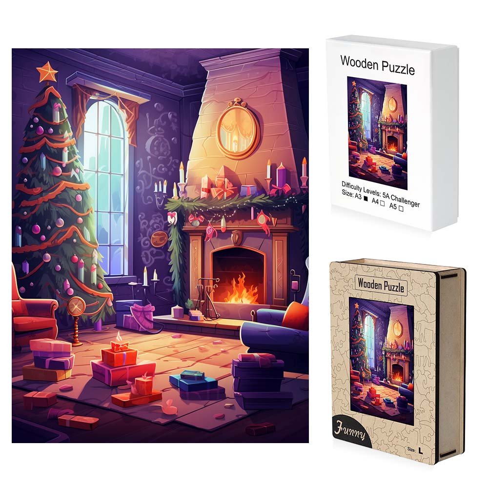Christmas Tree by the Window Wooden Original Jigsaw Puzzle - Unipuzzles