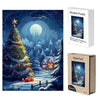 Christmas tree outside the house wooden original jigsaw puzzle - Unipuzzles